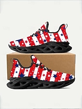  Scarpe da ginnastica da donna rosse con bandiera americana – scarpe da corsa leggere e traspiranti con cinturino e stelle patriottiche &Stile a righe per il giorno dell'indipendenza, parate, festival,