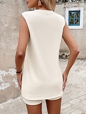 economico Abiti da donna con camicetta-Per donna Set di Pantaloncini Senza Maniche Girocollo Tinta unica Moda Streetwear Quotidiano Casuale Quotidiano All'aperto Nero Cachi Beige Estate Vestibilità regolare