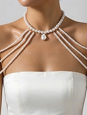 voordelige Vakantieaccessoires-Damesbodyketting in bohemian stijl met imitatieparels – elegant en modieus, perfect voor feestjes, avondjes uit en een stijlvolle strandvakantie.