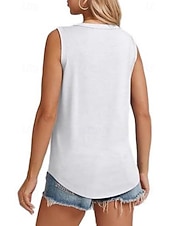 ieftine Rezervor simplu-Pentru femei Bluză Tricouri Culoare solidă Stilat Casual Fără manșon Stil Nautic Topuri lungi Zilnic Sport Ieșire Negru Alb Roz Îmbujorat Vară Primăvară