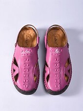 economico Zoccoli e pianelle da donna-Sandali da donna gialli per esterni: comode scarpe estive traspiranti in pelle antimicrobica, ideali per passeggiate, vacanze, giardino e per l'uso quotidiano.