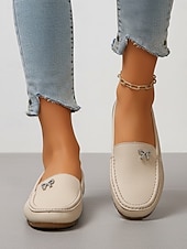 cheap Women's Clogs &amp; Mules-Women's Pink Comfort Moccasin Mule Loafers – Soft Slip-On Backless Flats with Cushioned Non-Slip Sole, Casual Driving Shoes for Walking, Travel and Everyday Wear