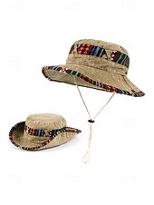 Χαμηλού Κόστους Αξεσουάρ διακοπών-Ανδρικό καπέλο bucket από μείγμα βαμβακιού σε μποέμ στιλ με έθνικ σχέδια, πολύχρωμο σχέδιο – ιδανικό για καθημερινή χρήση και ταξίδια διακοπών