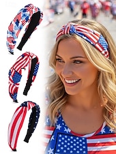 お買い得  アクセサリー-女性用ボヘミアン風ポリエステル製ヘッドバンド、複数のアメリカ国旗柄、軽量サマーヘアアクセサリー、アメリカ建国250周年、独立記念日、普段使いに最適