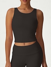 cheap Women's Shirt-Women's Solid Colored Sports Tank Top Tennis Bra Sports Bra Sleeveless Quick Dry Shockproof Moisture Wicking Breathable Tennis Pickleball Running Crew Neck Top Black Pink Blue Tennis Clothing