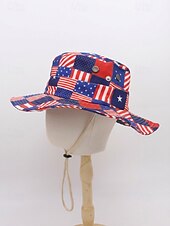 Недорогие Аксессуары-Женская ковбойская шляпа-панама из полиэстера с принтом, 2 в 1, многофункциональная, с патриотическим дизайном в виде флага США, идеально подходит для празднования 250-летия США, Дня независимости и повседневной носки.