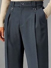 cheap Dress Pants-Men's Trousers Dress Pants Pocket Buttons Plain Comfort Breathable Full Length Outdoor Streetwear Business Vacation Fashion Black Navy Blue Inelastic
