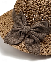 halpa Lomatarvikkeet-Naisten boheemi olkihattu rusetilla – useita värejä, kokoontaitettava helppoa kantamista varten, täydellinen arkeen ja rantalomalle