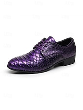 baratos Sapatos Derby-Sapatos sociais masculinos em couro sintético laranja vibrante com estampa de cobra, bico fino e cadarço, ideais para baladas, festas, ocasiões especiais e casamentos.