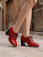 preiswerte Damenschnürschuhe-Vintage-Oxford-Pumps für Damen in Braun – klassische Schnürschuhe mit Blockabsatz und Brogue-Details, ideal fürs Büro und für die Schule. &amp;Freizeitoutfits