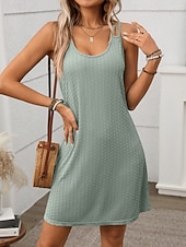 abordables Robe blanche-Femmes Mini Robe Robe Décontractée Robe Nuisette Élégant Mode Moderne Extérieur Vacances Sortir Coupe régulière Uni Sans manches Col en V Bleu Noir Vert Claire Rose Claire Été Printemps