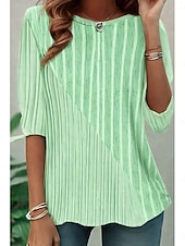  Dámské tričko s dlouhým rukávem kulatý výstřih dlouhý rukáv tunika grafika geometrie pruhované elegantní vintage kulatý výstřih běžné topy každodenní výjezd víkendový potisk růžová modrá předpodzim