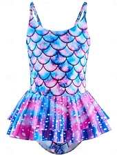 preiswerte Einteiliger Badeanzug-Kinder Mädchen Badeanzug Outdoor Strand Grafik Urlaub Tropisch Mode Badeanzüge Ab 4 Jahren Sommer Blau Purpur