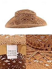Χαμηλού Κόστους Ανδρικά καπέλα-Ανδρικό ψάθινο καουμπόικο καπέλο western σε πολλά χρώματα, υφαντό καλοκαιρινό καπέλο ηλίου για διακοπές στην παραλία, ρούχα western στυλ, ρούχα σε θέρετρα και καλοκαιρινά πάρτι