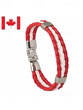 economico Accessori-Bracciale da uomo intrecciato in similpelle, disponibile in diversi colori, ispirato alla bandiera americana, ideale per partite di calcio, tifosi, tifosi di football, per lo spirito di squadra e per un look casual da giorno di partita.