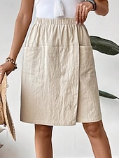 Χαμηλού Κόστους Κάτω-Γυναικεία Λινό από ψεύτικο βαμβάκι Σορτσάκια Καλοκαιρινό σορτς Διακοπές Μοντέρνα Κομψό στυλ street Μήκος γόνατος Ψηλή Μέση Σκέτο Κορδόνι Τσέπη Ελαστική μέση Άνεση Ικανότητα να αναπνέει Άνετο