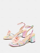cheap Women-Women's Romantic Purple Floral High Heels - Elegant 3D Flower Strappy Sandals with Stiletto Heel for Luxury Cruise Vacations, Yacht Parties &amp; Summer Evening Galas