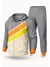 billige joggedresser-Herre Sportsklær fra 80-tallet Hattetrøje Joggedress Snorer Ta igjen glidelåsen Geometrisk Treningsdrakt Høst Vinter Svart Rosa Spandex Yrke Utendørs Reise Lettvekt Mote Langermet Sport Sportsklær