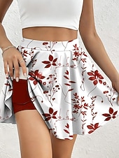 preiswerte Shorts mit Grafik-Damen Urlaubsrock Elegant Mode Hawaiianisch Badeanzugshosen Über dem Knie Hohe Taille Röcke Blumen Grafik Druck Dehnbar Täglich Strand Gelb Rote Blau Grün Sommer