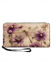 Χαμηλού Κόστους Πορτοφόλια-Γυναικείο πορτοφόλι από τεχνητό δέρμα, με πολλαπλά σχέδια λιβελούλας, μεγάλη χωρητικότητα με πολλαπλές θήκες, ιδανικό για καθημερινή χρήση, διακοπές και ταξίδια