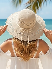 voordelige Dameshoeden-Opvouwbare zonnehoed voor dames, lichtgewicht polyester, boho-stijl, meerkleurig, ademend en opvouwbaar, perfect voor vakantie, reizen, strand en dagelijks gebruik.