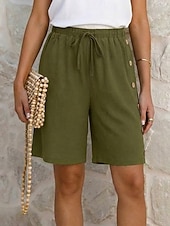 cheap Bermuda Shorts-Women's Bermuda shorts Shorts Summer Shorts Burmuda Shorts Vacation Fashion Casual Daily Knee Length Mid Waist Solid Color Plain Drawstring Elastic Waist Comfort Quick Dry Soft Inelastic Streetwear