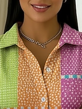  Femmes Chemise gaufrée Chemisier Boutons Imprimé Géométrique Vacances Quotidien Occasionnel manche longue Col de chemise Hauts Réguliers Quotidien Extérieur Fête Rose Claire Été Printemps Automne