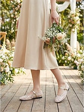 Χαμηλού Κόστους Παράνυμφος-Γυναικεία ροζ δαντελένια φλατ παπούτσια - άνετα παπούτσια για παράνυμφους για γάμους στον κήπο