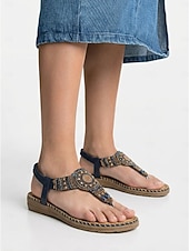 cheap Women-Women's Boho Wedge Sandals - Elegant Criss-Cross Strappy Platform Espadrilles with Ankle Buckle for Outdoor Vacations, Summer Garden Parties &amp; Resort Wear