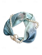 preiswerte Urlaubszubehör-Magnetische Schal-Halskette aus Polyester und Kunstperlen für Damen, modisches, mehrfarbiges Design, geeignet für Alltag, Reisen und Urlaub