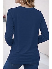 baratos Camiseta lisa-Camiseta 100% Algodão Feminina Cor Sólida Básica Clássica Casual de Manga Longa com Decote Redondo Tops Regulares para o Dia a Dia Saídas Preta Branca Vermelha Azul Marinho Verde Menta Primavera