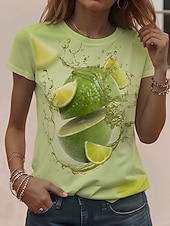 preiswerte Kunst &amp; Design T-Shirt-Damen T Shirt Druck Blumen Stilvoll Klassisch Lässig Kurzarm Rundhalsausschnitt Rundhals Normale Oberteile Täglich Weiß Hellgrün Grün Sommer Frühling