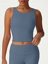 cheap Women's Shirt-Women's Solid Colored Sports Tank Top Tennis Bra Sports Bra Sleeveless Quick Dry Shockproof Moisture Wicking Breathable Tennis Pickleball Running Crew Neck Top Black Pink Blue Tennis Clothing