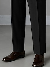 cheap Dress Pants-Men's Trousers Dress Pants Pocket Buttons Plain Comfort Breathable Full Length Outdoor Streetwear Business Vacation Fashion Black Navy Blue Inelastic