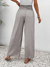  בגדי ריקוד נשים רגל רחבה מכנסי בוהו צ'ינו סקורט חופשה סגנון רחוב יום יומי עד לקרסול מותן בינונית גראפי שרוך מדפיס נוח קומפורט נושם מיקרו-אלסטי יומי בָּחוּץ לבוש רחוב קוטיקולור אפור קיץ אביב רגיל