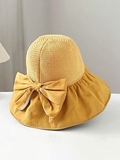 Недорогие Женские шляпы-Женская складная солнцезащитная шляпа в стиле бохо с чехлом для хранения, портативная пляжная шляпа из полиэстера с широкими полями, различных цветов, для повседневной носки, путешествий, отдыха и курортного отдыха.