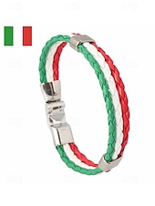 economico Accessori-Bracciale da uomo intrecciato in similpelle, disponibile in diversi colori, ispirato alla bandiera americana, ideale per partite di calcio, tifosi, tifosi di football, per lo spirito di squadra e per un look casual da giorno di partita.