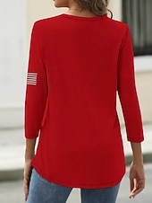  Ziua Independenței Americane Pentru femei Tricou Imprimeu Grafic Steag Stilat Clasic Casual Manșon Lung Stil Nautic Topuri obișnuite Zilnic Albastru piscină Alb Roz Îmbujorat Roșu-aprins Bej Var