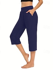  Mulheres calções capri chinês Férias Roupa de rua Casual Comprimento da panturrilha Cintura Média Tecido Bolsos Cintura elástica Confortável Respirável Com Stretch Diário Ao ar livre Streetwear Vinho