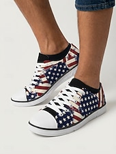 billiga Skor för män-Patriotiska herrsneakers - stjärnrandig flaggtrycksdesign för parader, 4 juli, USA:s 250-årsjubileum och avslappnade firanden
