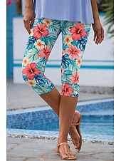 preiswerte -Damen Chinos Leggings Urlaub Streetwear Lässig Capris Hohe Taille Blumen Grafik Drucken Komfort Weich Bequem Hohe Elastizität Täglich Outdoor Urlaub Blau Hellgelb Hellrosa Sommer Frühling Herbst