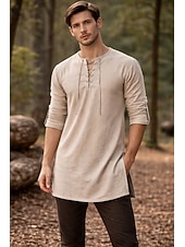 economico Cime-Medievale Rinascimento Camicia Tunica Lunghe Pirata Vichingo Costume Per uomo Vichingo Costumi da pirata Halloween Carnevale Performance LARP Fiera Rinascimentale Adulti Camicia