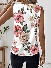cheap Graphic Tank-Women's Tank Top Floral Graphic Plants Elegant Vintage Tropical Sleeveless V Neck Regular Tops Daily Red Orange Summer Spring
