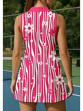 cheap Women's Tennis Dress-Women's Geometric Sports Dress Tennis Polo Dress Sleeveless Quarter Zip Elastic Sweat-Wicking Moisture Wicking Breathable Volleyball Tennis Golf Turndown Dress Pink Tennis Clothing