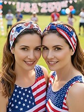 お買い得  アクセサリー-女性用ボヘミアン風ポリエステル製ヘッドバンド、複数のアメリカ国旗柄、軽量サマーヘアアクセサリー、アメリカ建国250周年、独立記念日、普段使いに最適