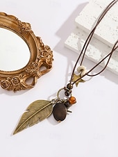 economico Collana da donna-Collane lunghe da donna in stile bohémien a strati, multi-stile, in lega, con pendente regolabile, perfette per l'uso quotidiano e per i viaggi.