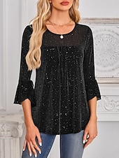 billige Kjolebluser-Dame Skjorte Bluse Netting عادي Stilfull Klassisk Moderne Langermet Crew-hals Vanlige topper Daglig Ferie Ut på byen Blå Svart Rød Grønn Sommer Vår