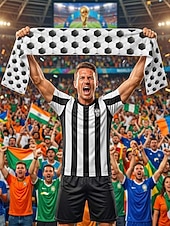 preiswerte Zubehör-Sport-Kühltuch aus Polyester mit Fußballmuster für Herren, ideal für Fußballtraining, Spieltage, Fanunterstützung, Fitnessstudio und Fitness.