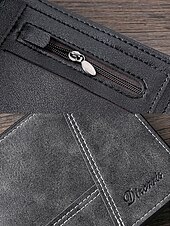 economico Portafogli-Portafoglio da uomo vintage in similpelle, con design a più scomparti, finitura effetto invecchiato retrò, multicolore, materiale PU resistente, ideale per viaggi e uso quotidiano casual.