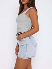 economico Serbatoio Semplice-Per donna Canotta Maglietta senza maniche Maglietta Tinta unica Moda Classico Casual Senza Maniche Collo a U Top Regolari Quotidiano Uscire Weekend Nero Bianco Giallo Grigio chiaro Rosso rosa Estate